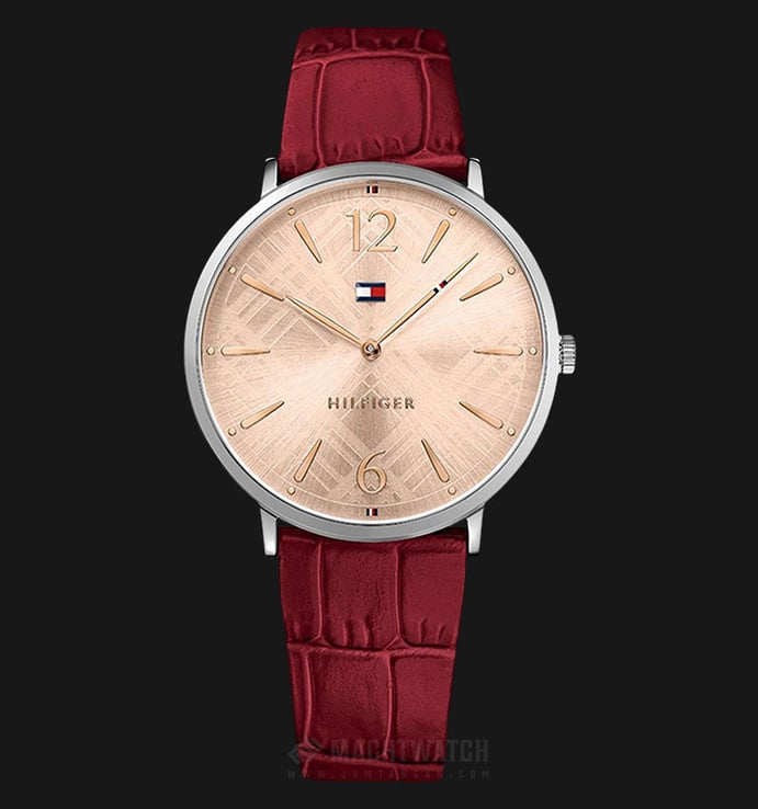 Tommy Hilfiger 1781841 Pippa Ladies Rose Gold Dial Red Leather Strap