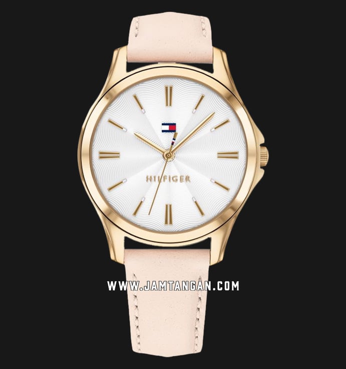 Tommy Hilfiger Lori 1781954 Ladies Silver Sunray Dial Pink Leather Strap