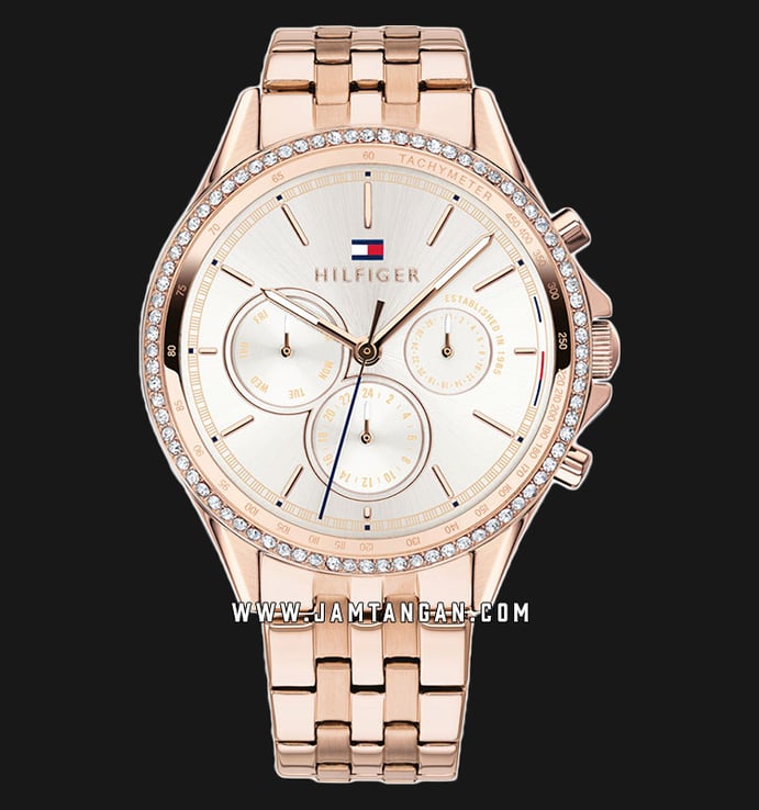 Tommy Hilfiger Ari 1781978 Ladies Silver Dial Rose Gold Stainless Steel Strap