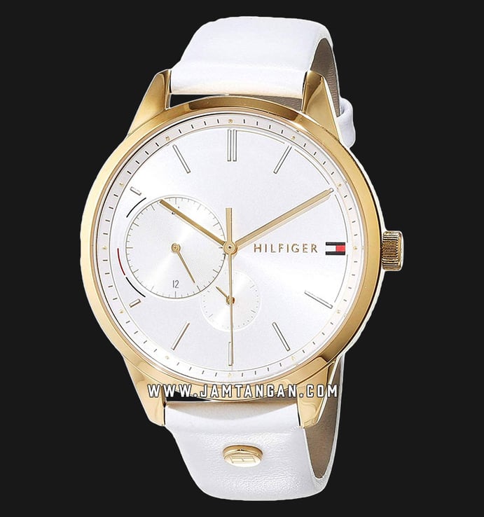 Tommy Hilfiger 1782018 Brooke Ladies Silver Dial White Leather Strap