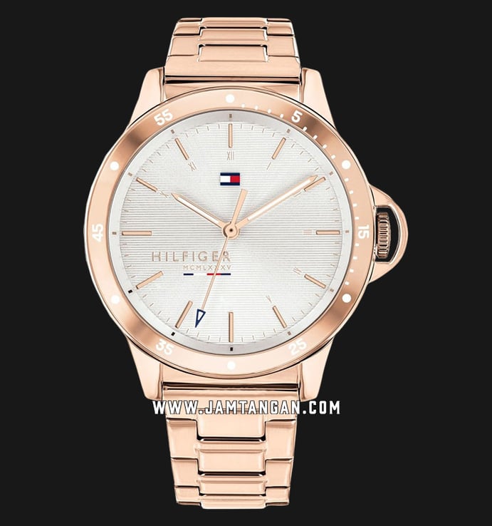 Tommy Hilfiger 1782024 Ladies White Dial Rose Gold Stainless Steel Strap