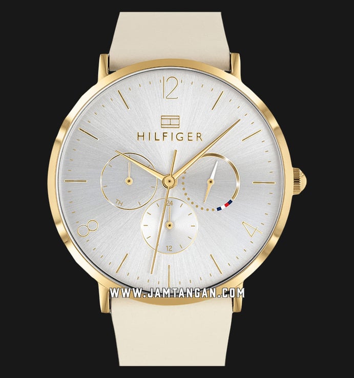 Tommy Hilfiger 1782035 Ladies Silver Dial Beige Leather Strap