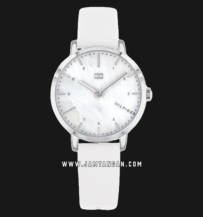 Tommy Hilfiger 1782037 Lily Ladies Mother Of Pearl Dial White Leather Strap