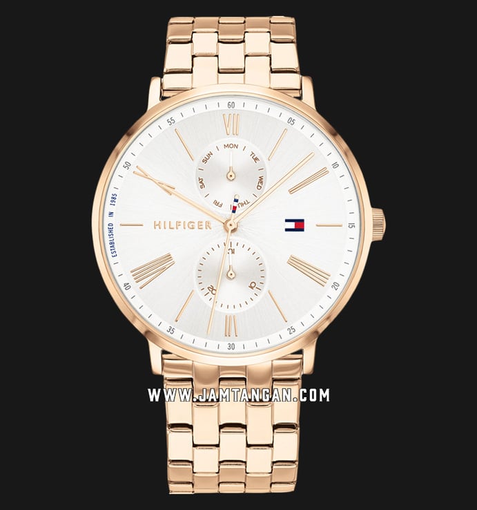 Tommy Hilfiger Jenna 1782070 Ladies Silver Dial Rose Gold Stainless Steel Strap
