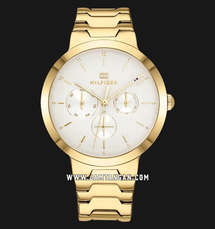 Tommy Hilfiger Alessa 1782077 Ladies White Dial Gold Stainless Steel Strap