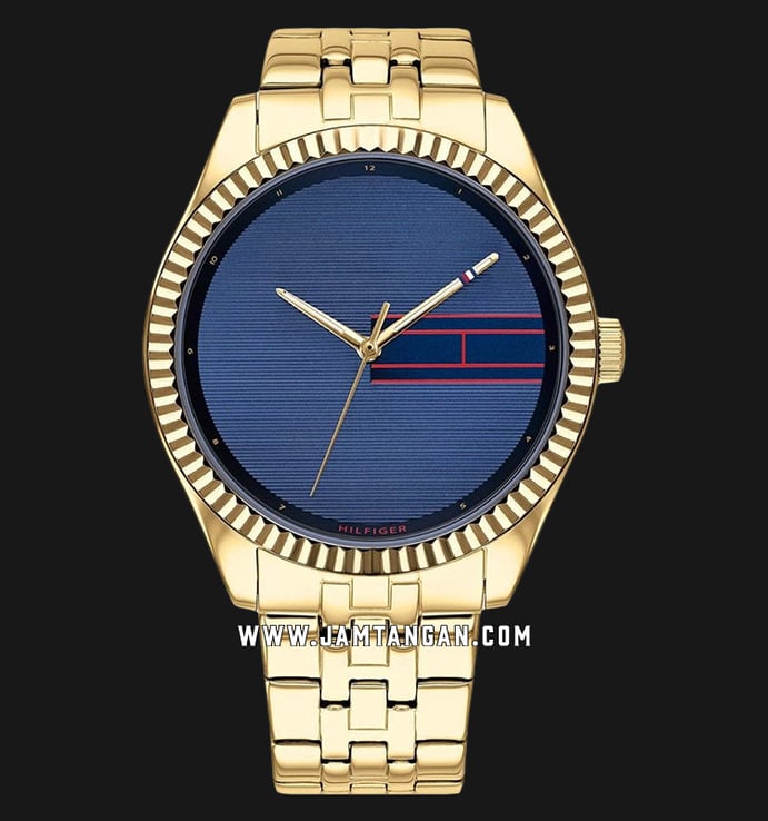 Tommy Hilfiger 1782081 Ladies Blue Dial Gold Stainless Steel Strap