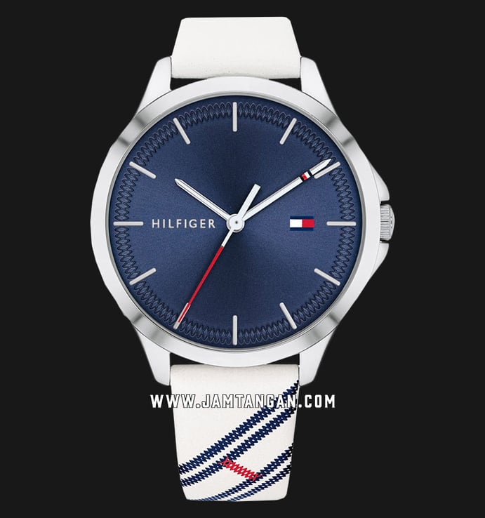 Tommy Hilfiger Peyton 1782089 Blue Dial Rose Gold White Leather Strap