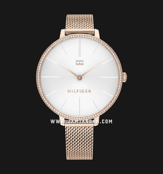 Tommy Hilfiger Kelly 1782115 Silver Dial Rose Gold Mesh Strap