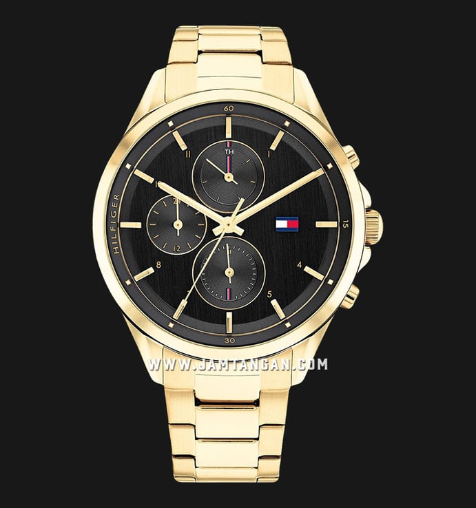 Tommy Hilfiger Stella 1782423 Black Dial Gold Stainless Steel Strap