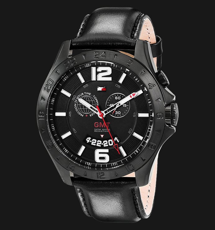 Tommy Hilfiger 1790972 Cool Sport Stainless Steel Black Leather Strap