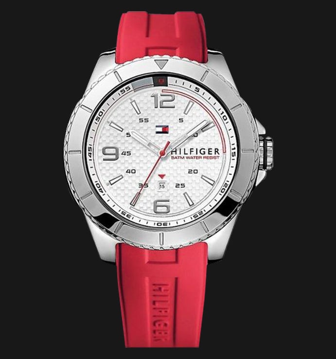 Tommy Hilfiger 1790998 Stainless Steel Watch With Red Silicone Band