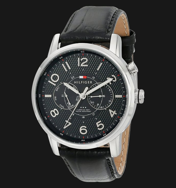 Tommy Hilfiger 1791083 Stainless Steel Black Leather Strap