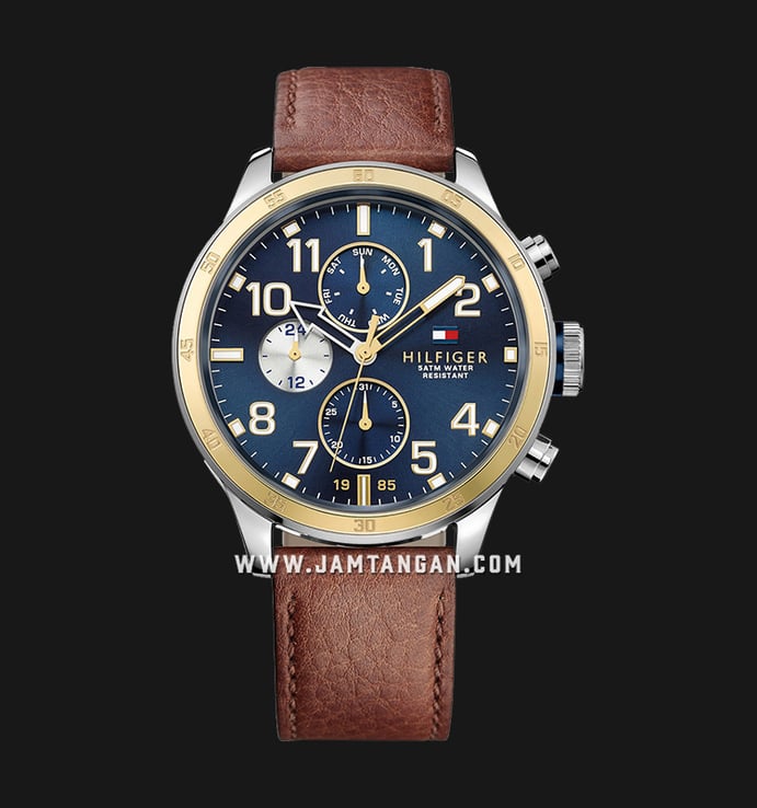 Tommy Hilfiger Trent 1791137 Blue Dial Brown Leather Strap