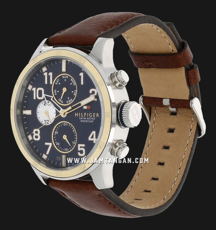Tommy Hilfiger Trent 1791137 Blue Dial Brown Leather Strap