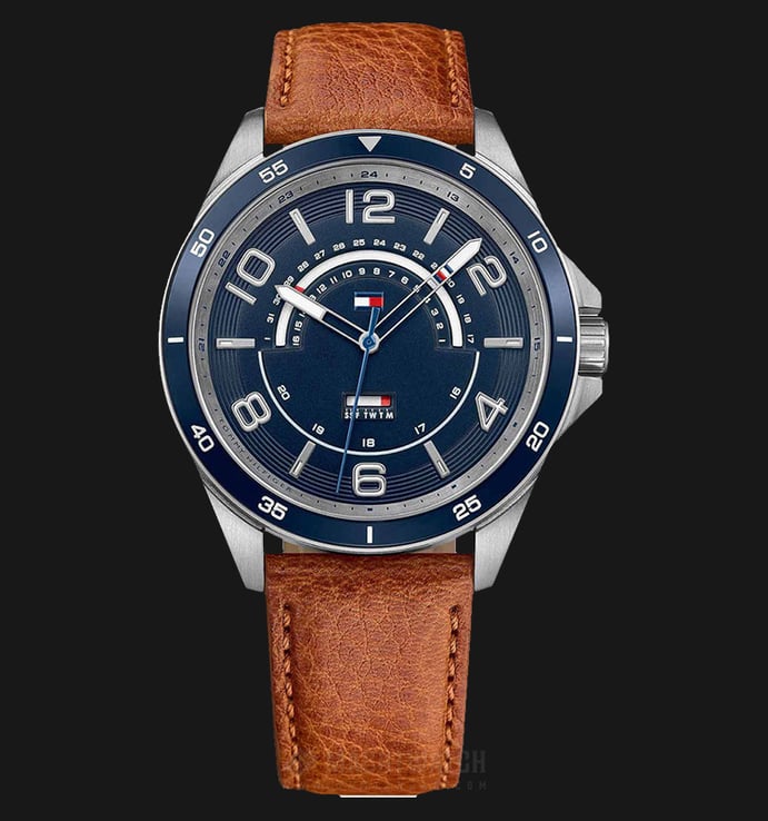 Tommy Hilfiger Ian 1791391 Men Blue Dial Brown Leather Strap