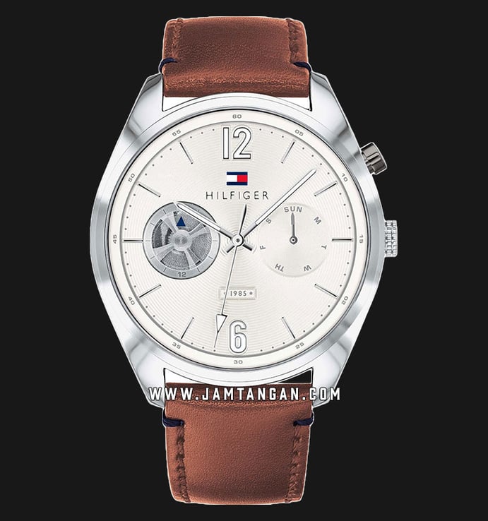 Tommy Hilfiger 1791550 Deacan Men Silver Dial Brown Leather Strap