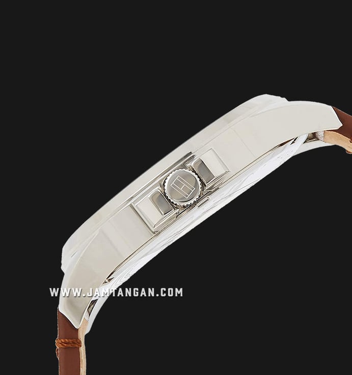 Tommy Hilfiger 1791614 Men White Dial Brown Leather Strap