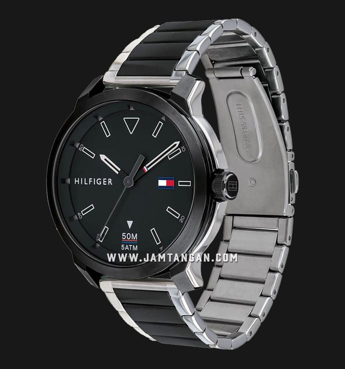 Tommy Hilfiger 1791619 Men Black Dial Dual Tone Stainless Steel Strap