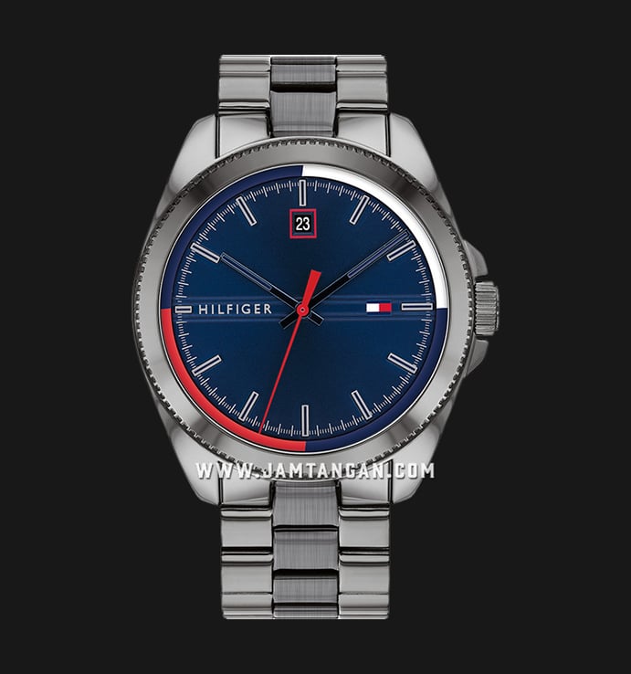 Tommy Hilfiger Riley 1791687 Men Blue Dial Grey Stainless Steel Strap