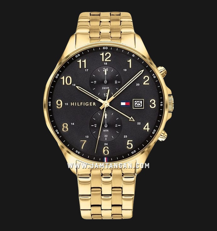 Tommy Hilfiger West 1791708 Chronograph Black Dial Gold Stainless Steel Strap