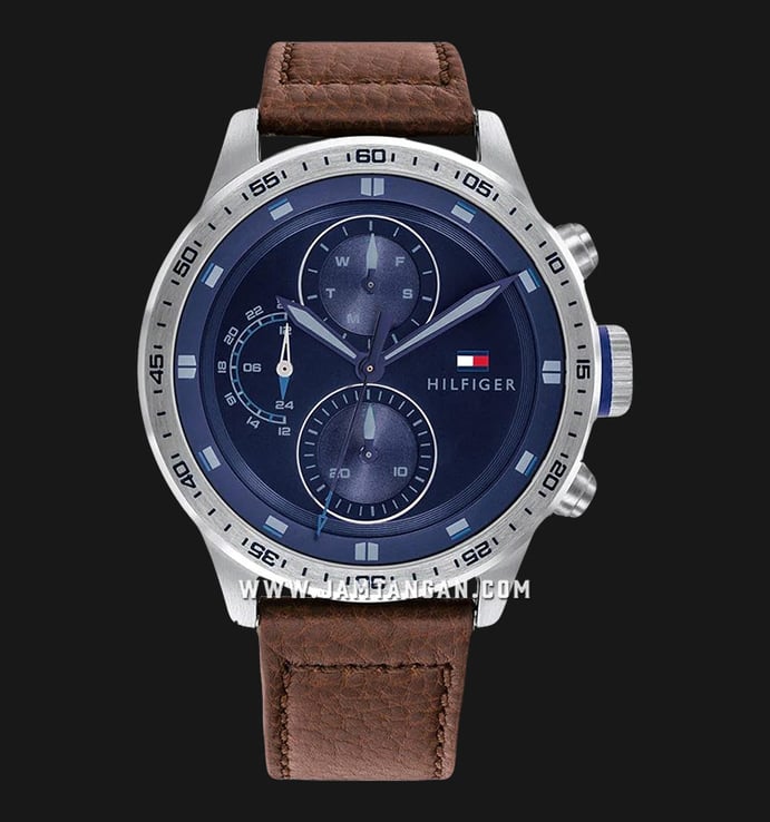 Tommy Hilfiger Trent 1791807 Blue Dial Brown Leather Strap
