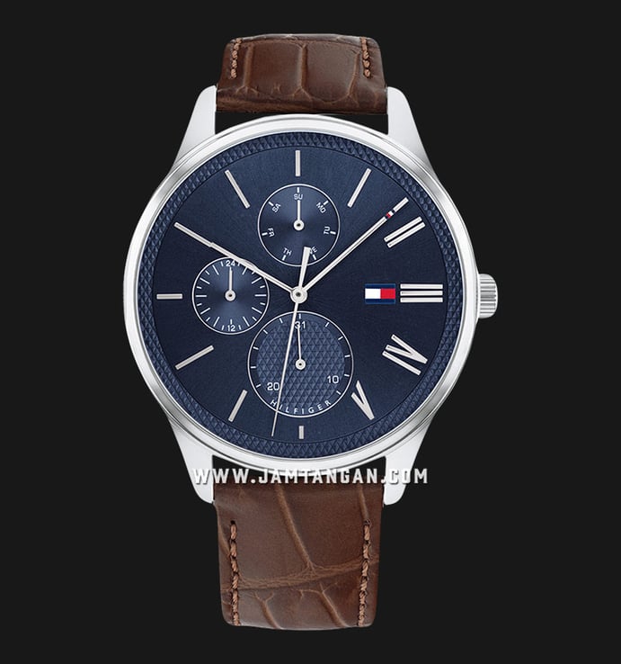 Tommy Hilfiger Damon 1791847 Blue Dial Brown Leather Strap