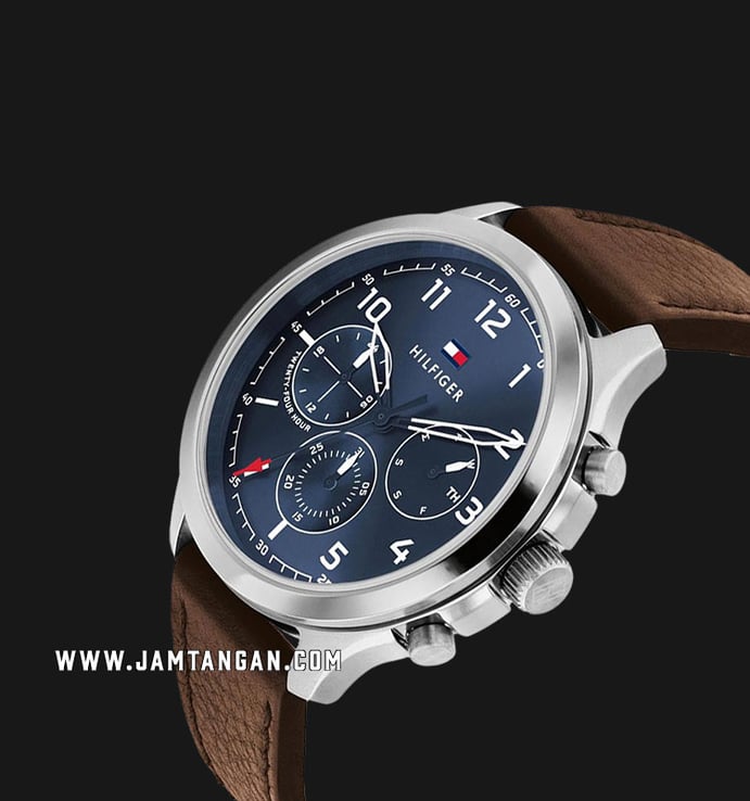 Tommy Hilfiger Asher 1791855 Blue Dial Brown Leather Strap