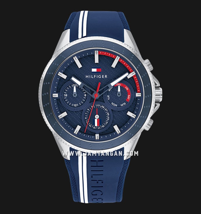 Tommy Hilfiger Aiden 1791859 Blue Dial Dual Tone Rubber Strap