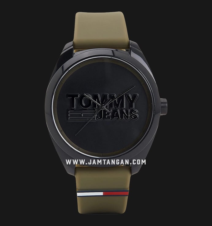 Tommy Hilfiger Jeans 1791930 San Diego Black Dial Army Green Rubber Strap