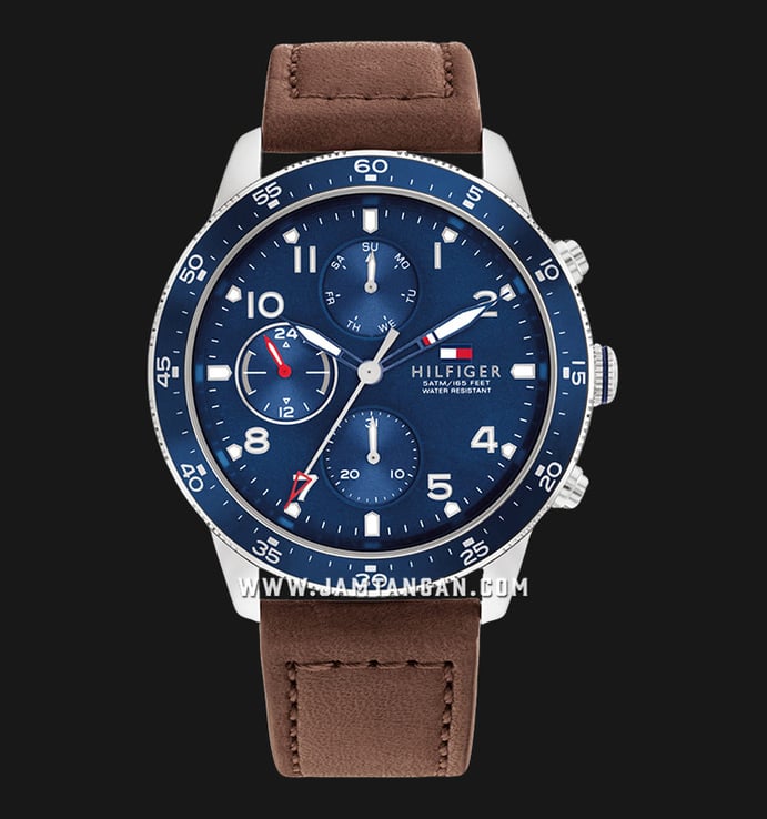 Tommy Hilfiger Jimmy 1791946 Blue Dial Brown Leather Strap