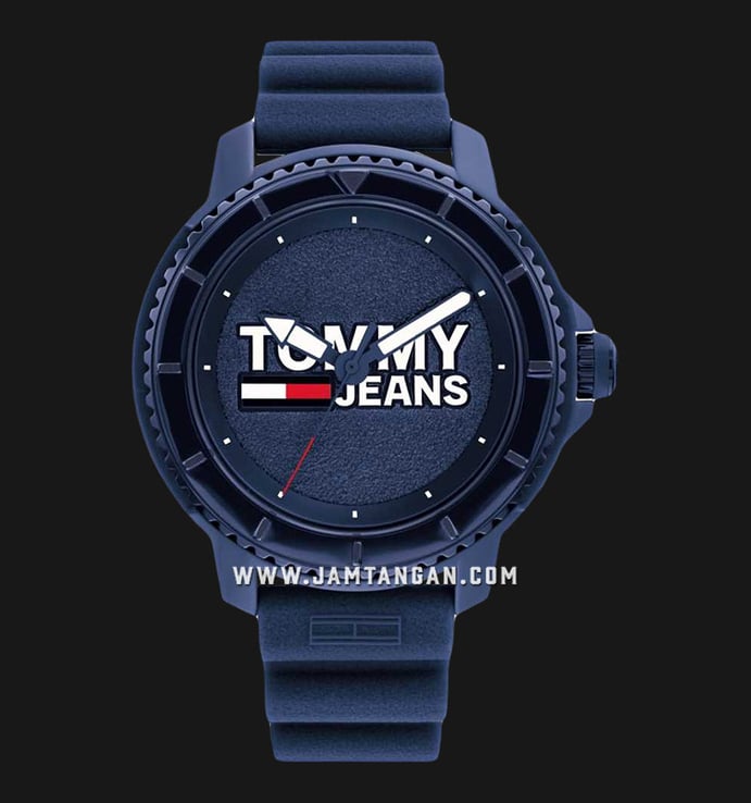 Tommy Hilfiger 1792000 Men Jeans Tokyo Dual Tone Dial Blue Silicone Strap