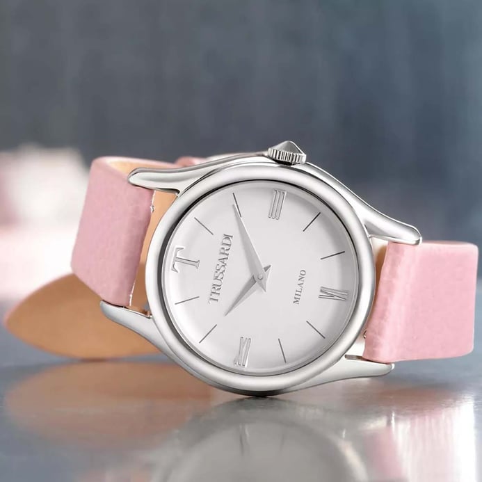 Trussardi T-Light R2451127505 Milano Silver Dial Pink Leather Strap