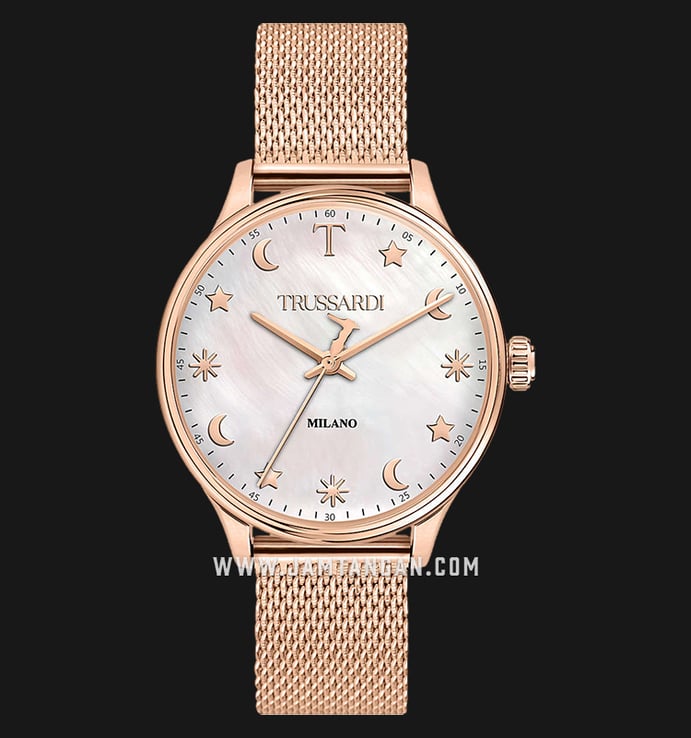 Trussardi T-Complicity R2453130501 Milano Silver Mother of Pearl Dial Rose Gold St. Steel Strap