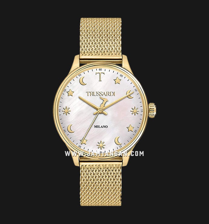 Trussardi T-Complicity R2453130506 Milano Silver Mother of Pearl Dial Gold Stainless Steel Strap