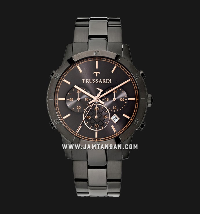 Trussardi T-Style R2473617001 Milano Chronograph Black Dial Black Stainless Steel Strap