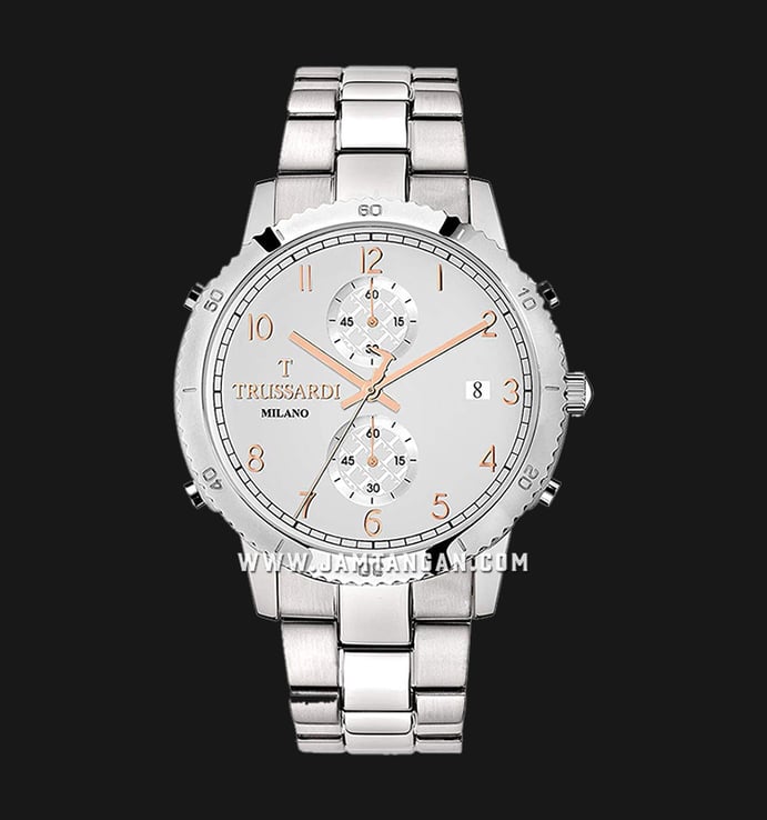 Trussardi T-Style R2473617005 Milano Chronograph Silver Dial Stainless Steel Strap