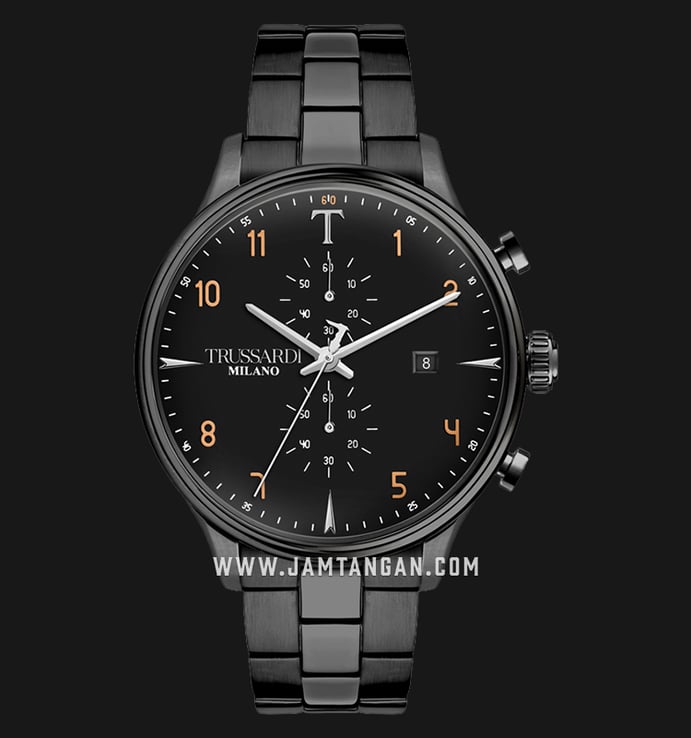 Trussardi T-Complicity R2473630001 Milano Chronograph Black Dial Black Stainless Steel Strap