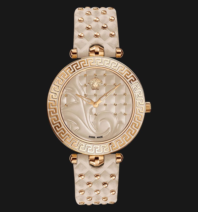 VERSACE VK702 0013 Vanitas Rose Gold Ion Plated Leather Strap