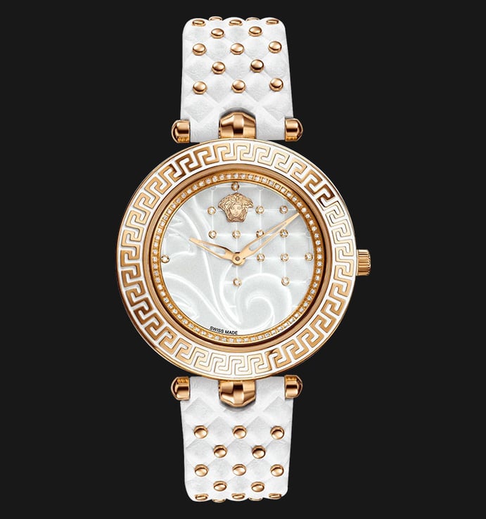VERSACE VK709 0013 Vanitas Rose Gold Ion Plated Leather Strap