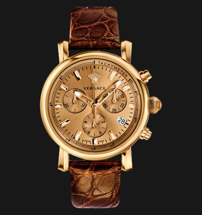 VERSACE VLB07 0014 Day Glam Brown Leather Strap