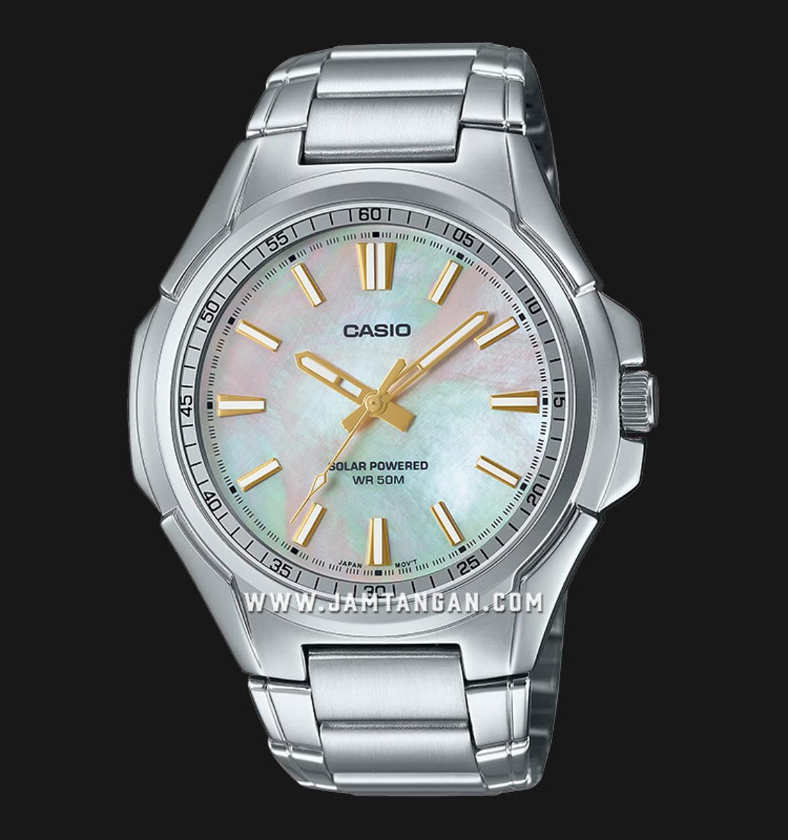 Casio  MTP-RS100S-7AVDF Solar Powered Mother Of Pearl Dial Stainless Steel Band 
