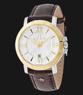 Aigner Triento A09011 Silver Texture Dial Brown Genuine Leather Strap-0