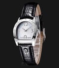 Aigner Asti Due A32279A Ladies White Pattern Dial Black Leather Strap + Extra Purple Leather Strap-0
