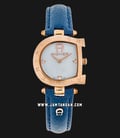 Aigner Arco A34218 Ladies White Pattern Dial Rose Gold Case Blue Leather Strap-0