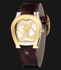 Aigner Aosta A59210 Ladies White Dial Dual Silver Rose Gold Case Brown Leather Strap-0