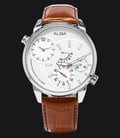 Alba A2A009X1 Men Multifunction White Dial Brown Leather Strap-0