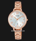 Alba Fashion AH7Q36X1 Ladies Silver White Dial Rose Gold Stainless Steel Strap-0