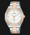 Alba Signa AH7V32X1 Ladies White Patterned Dial Dual Tone Stainless Steel Strap-0