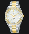 Alba Fashion AH7V34X1 Ladies Silver White Patterned Dial Dual Tone Stainless Steel Strap-0