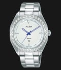 Alba Signa AH7V37X1 Ladies White Patterned Dial Stainless Steel Strap-0